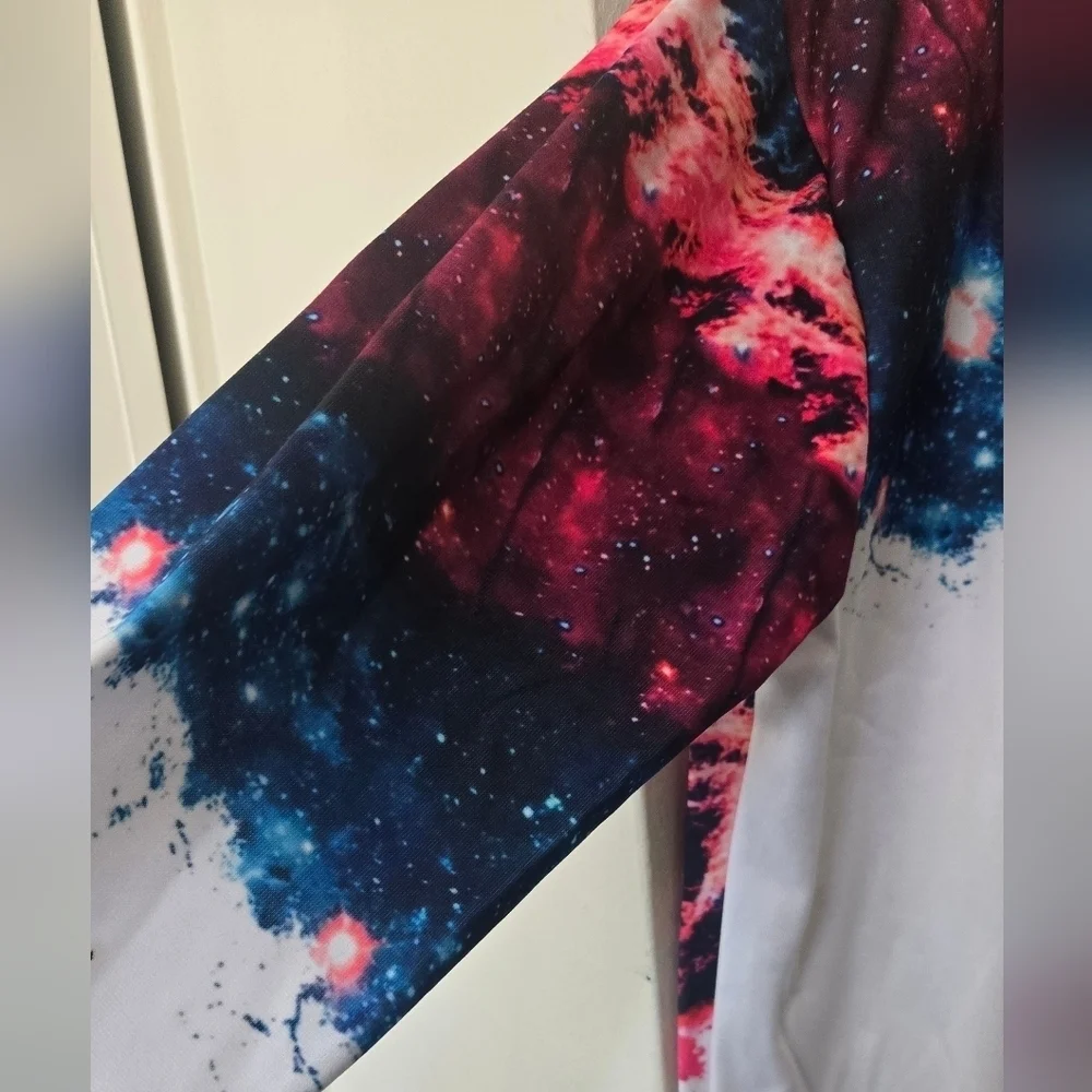 Mr. GUGU & Miss GO Unisex Surfing Cosmonaut Colorful Space-Themed Sweatshirt